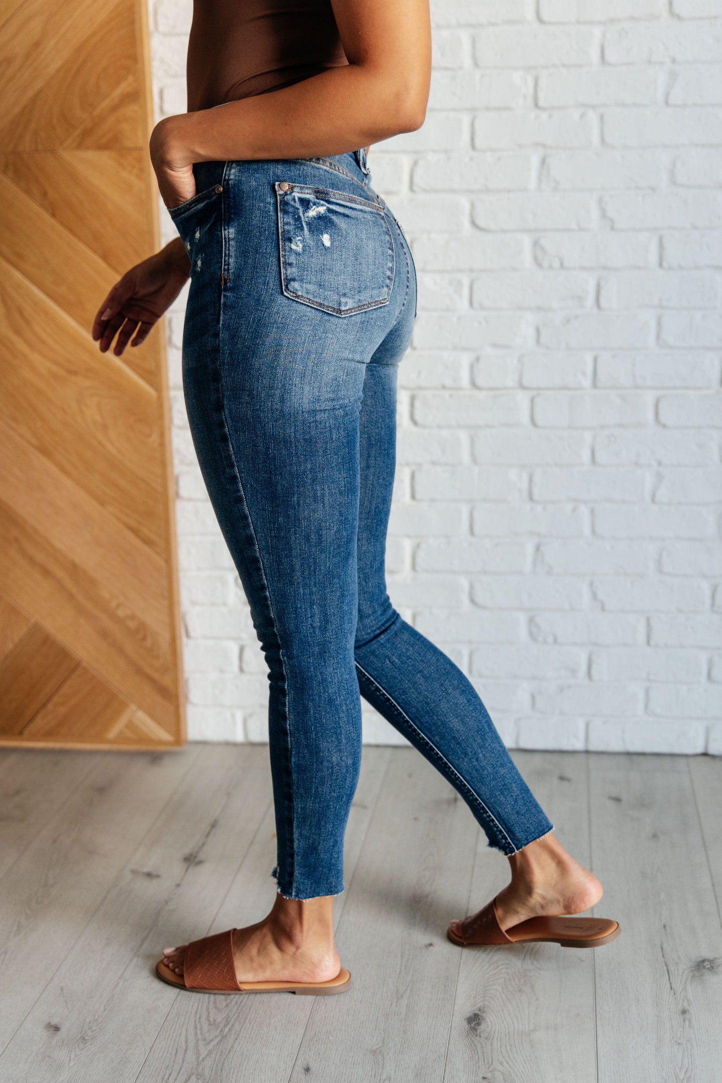 Judy Blue Alba High Rise Distressed Hem Skinny Jeans