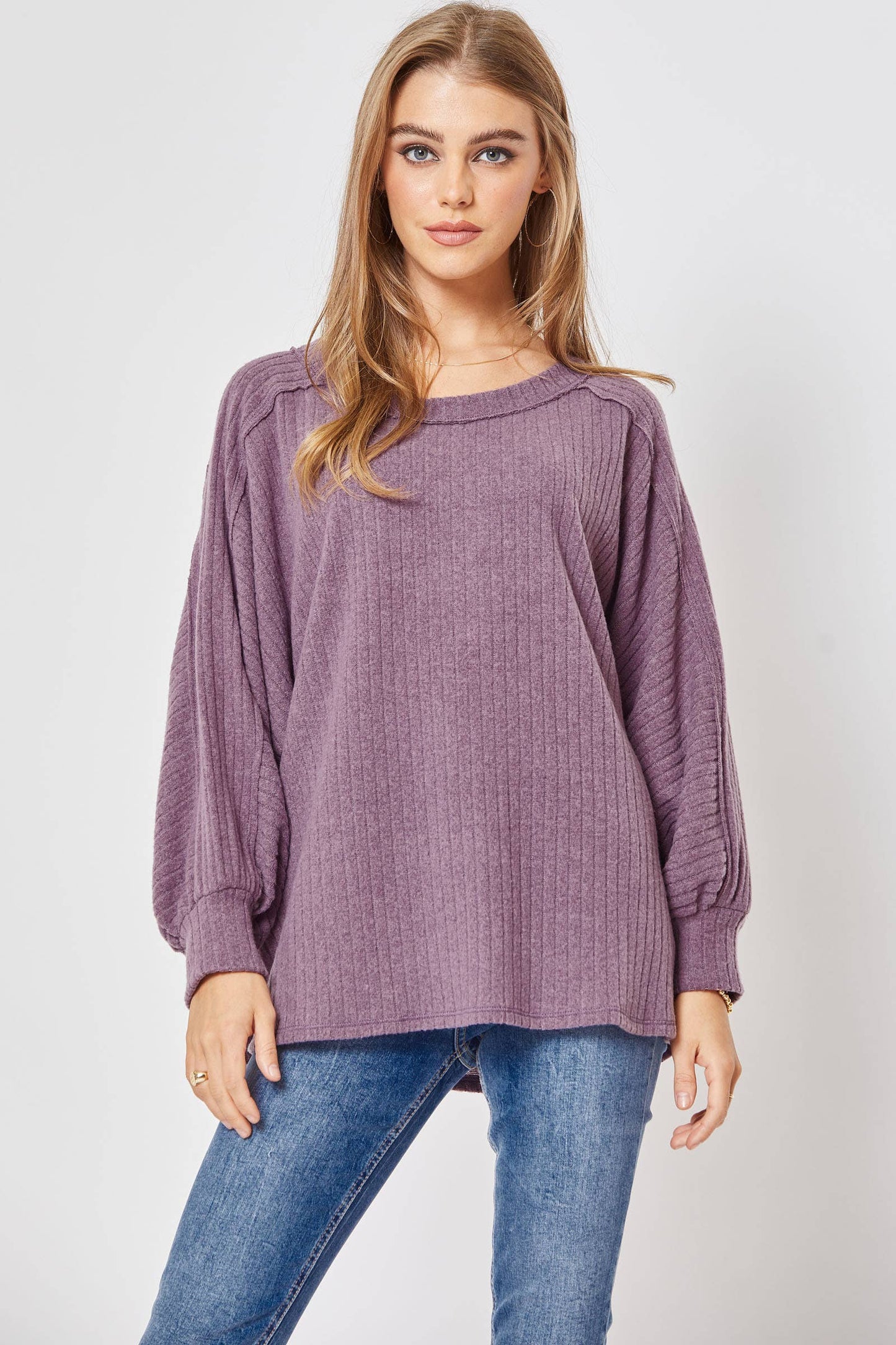 Soft Ribbed Lavender Top