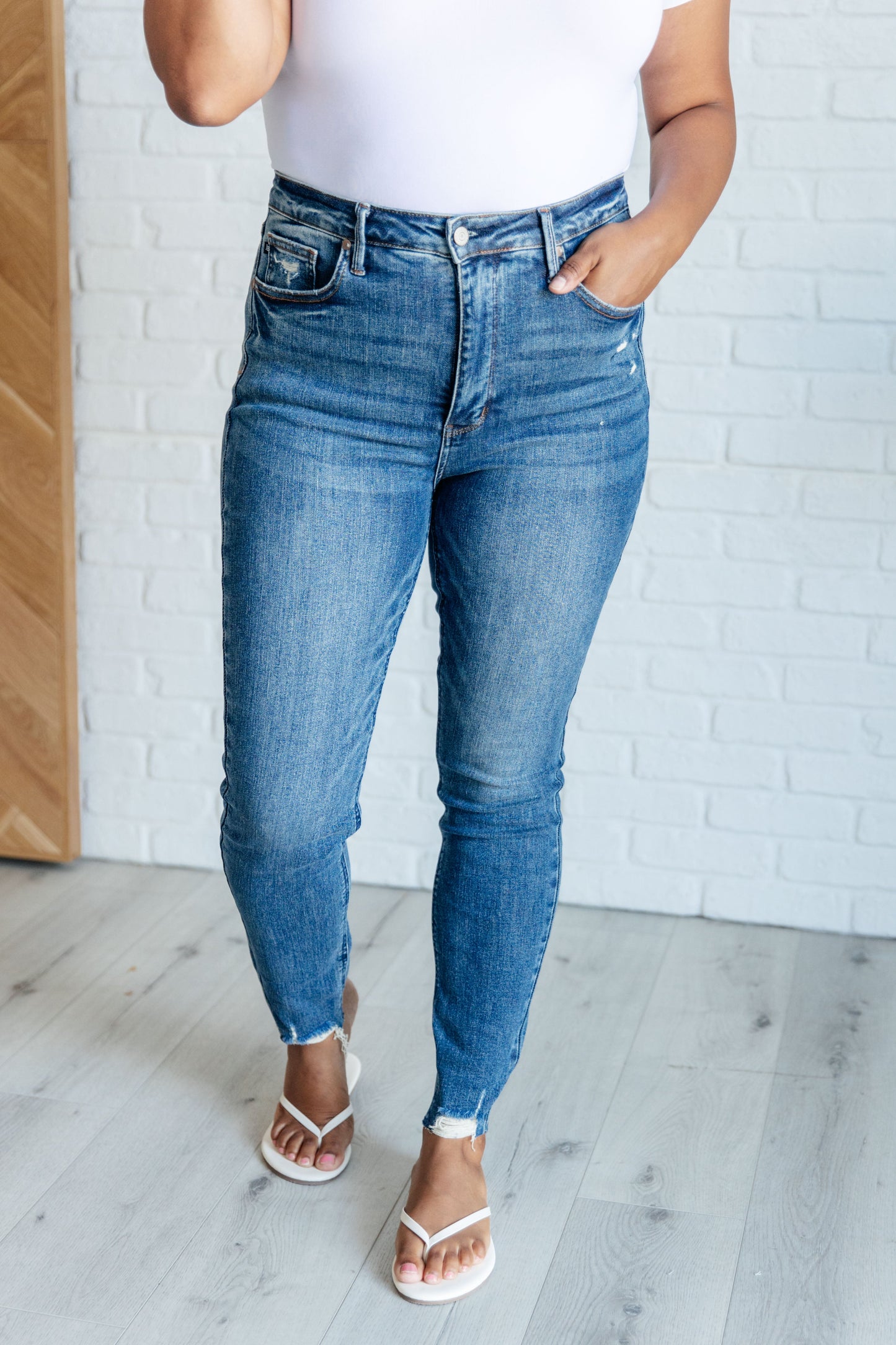 Judy Blue Alba High Rise Distressed Hem Skinny Jeans