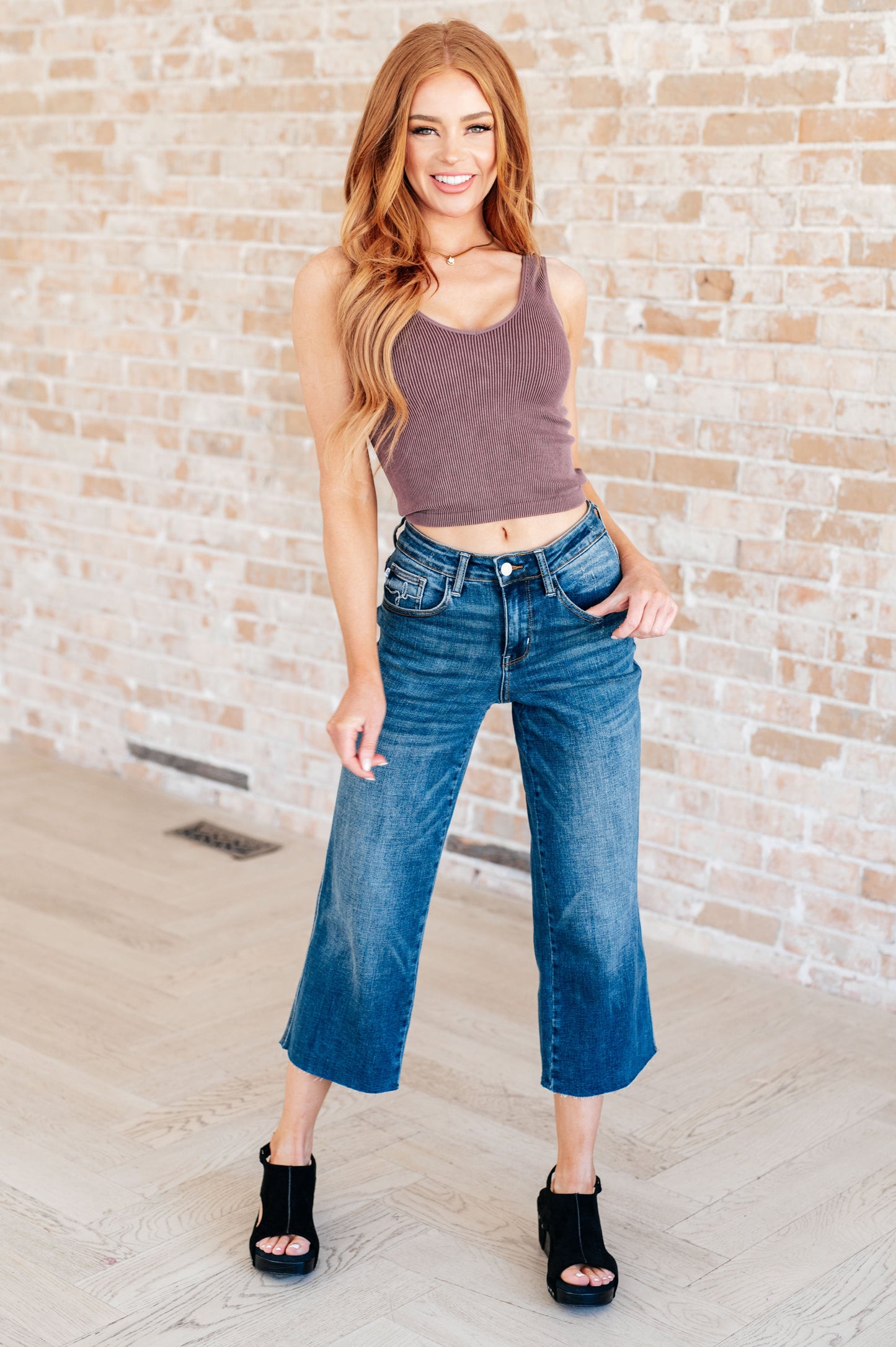 Judy Blue Hayes Wide Leg Crop Jeans