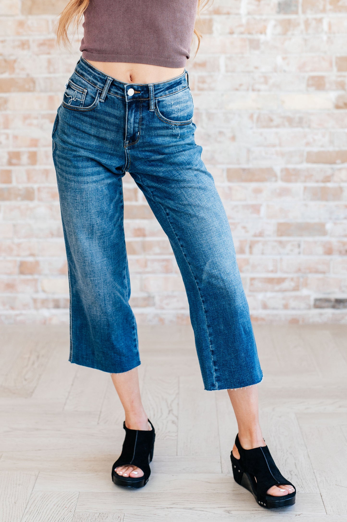 Judy Blue Hayes Wide Leg Crop Jeans