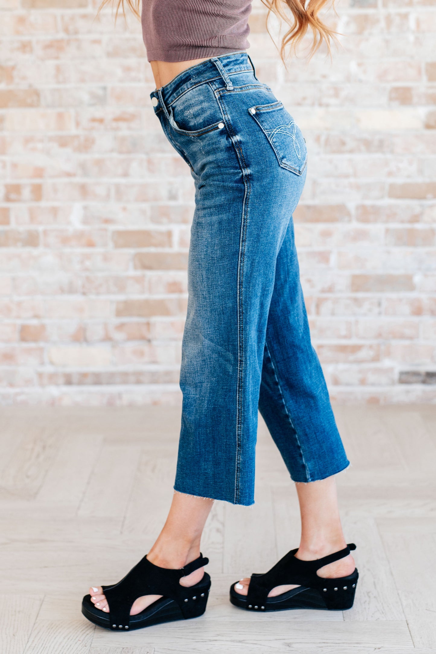 Judy Blue Hayes Wide Leg Crop Jeans