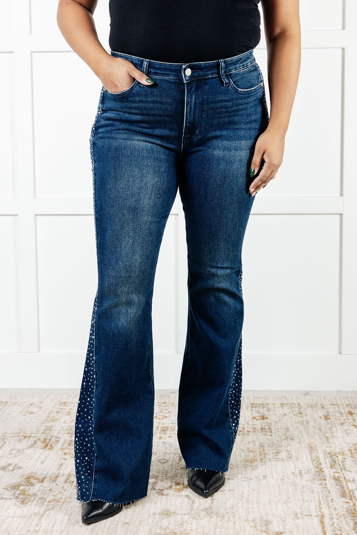 Judy Blue Shannon Rhinestone Detail Flare Jeans