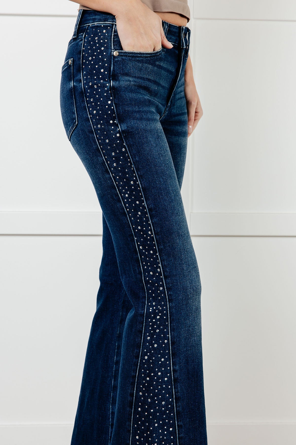 Judy Blue Shannon Rhinestone Detail Flare Jeans