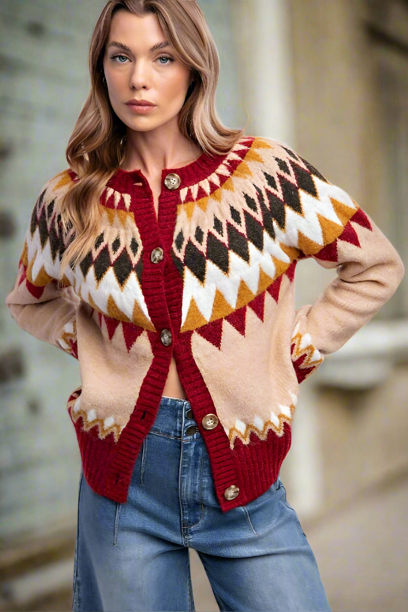 Fall Retro Vibes Cardigan Sweater