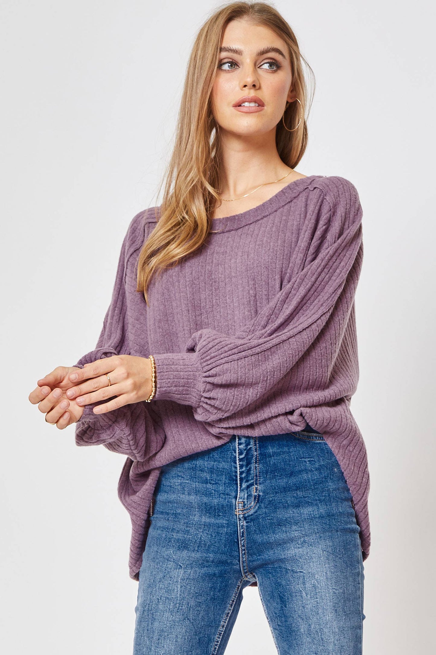 Soft Ribbed Lavender Top