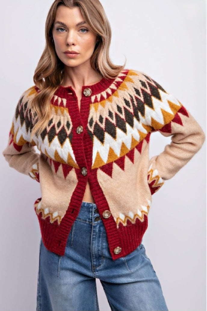 Fall Retro Vibes Cardigan Sweater