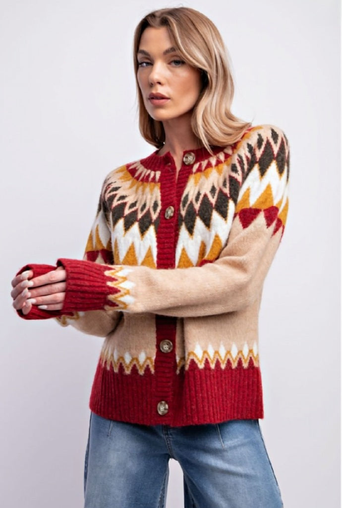 Fall Retro Vibes Cardigan Sweater