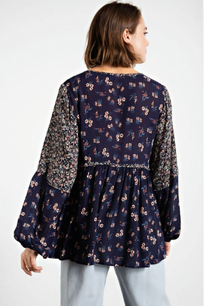 Boho Floral Print Top