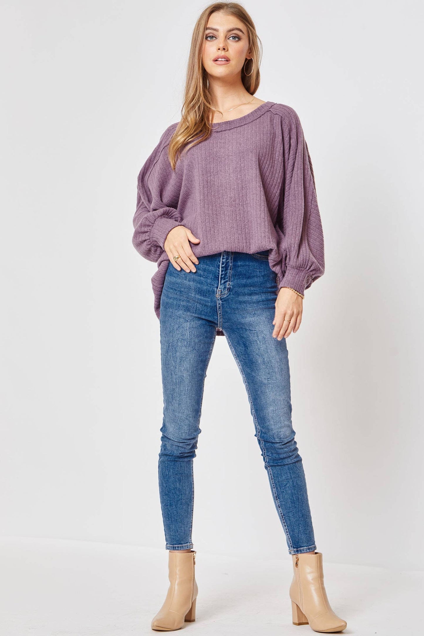 Soft Ribbed Lavender Top