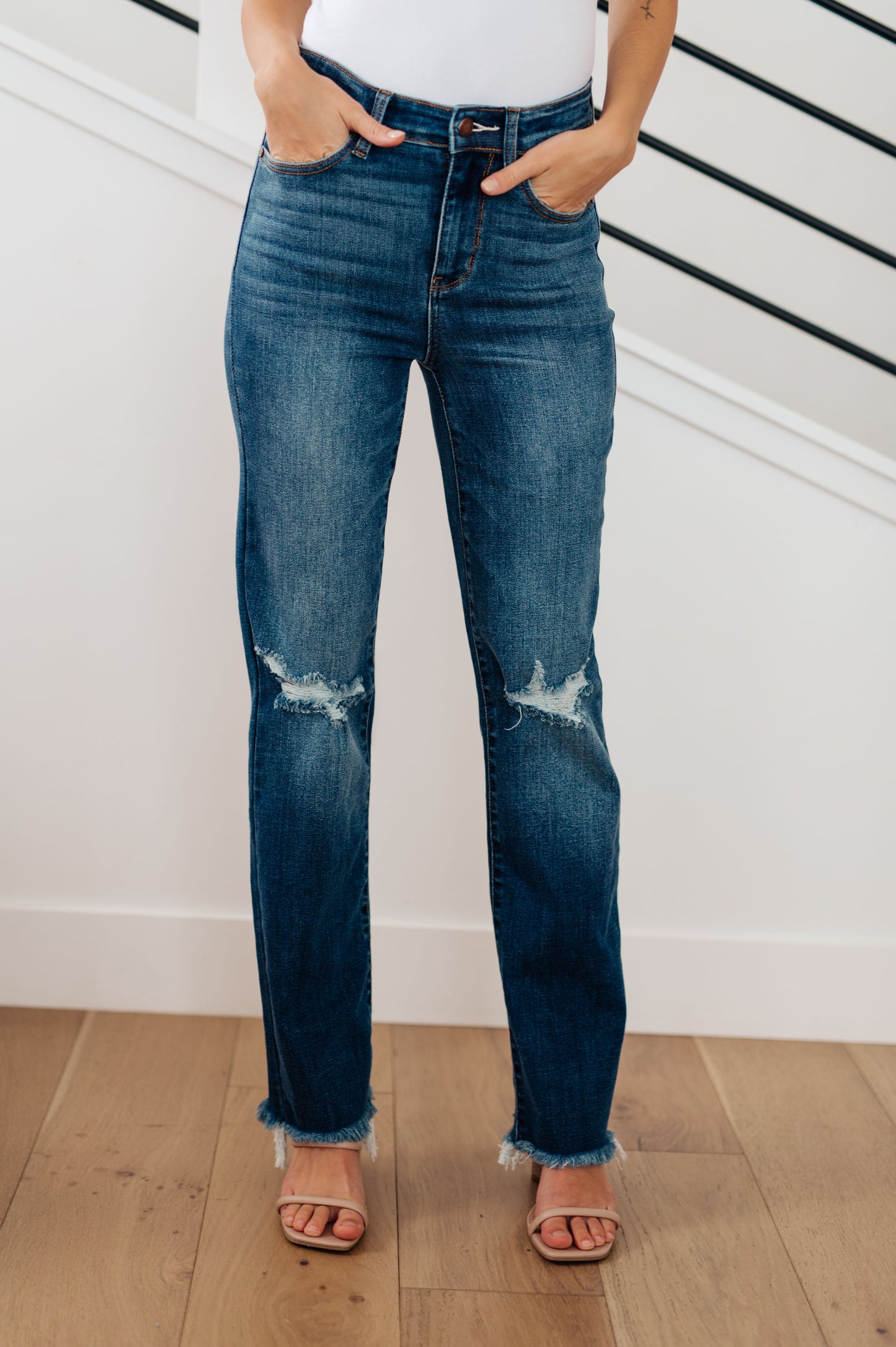 Judy Blue Morgan Distressed Straight Jeans