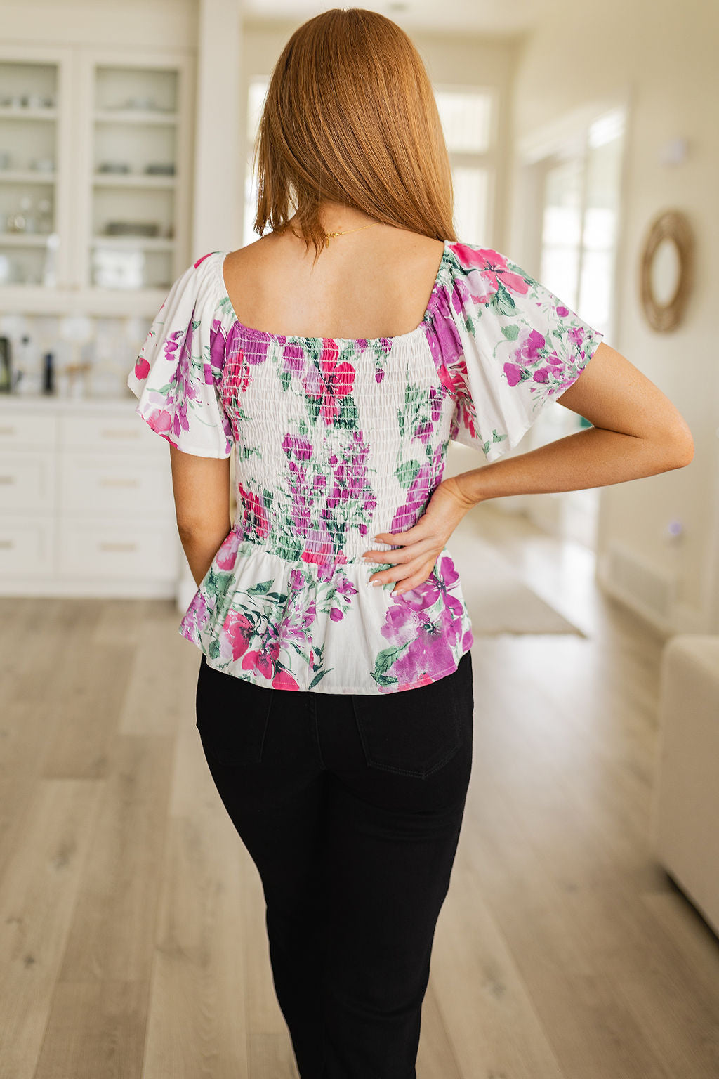 Oh So Simple Floral Smocked Blouse